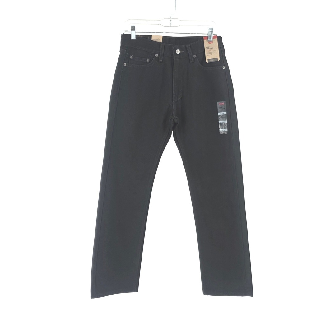 Levis 505 Regular Fit Straight Leg Mens Jeans Black 30x30 NWT 00505-0260